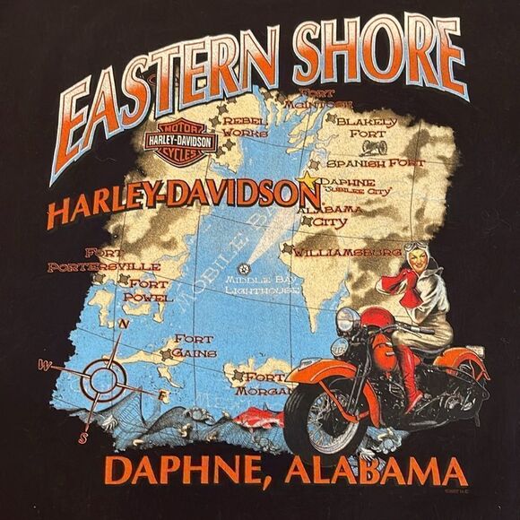 HARLEY-DAVIDSON Daphne, Alabama Eastern Shore 2007 Pinup Girl Graphic Tee - Picture 10 of 15
